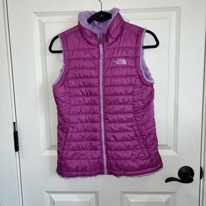 The North Face Girls Reversible Fuzzy Fleece Zip Up Vest‎ Size Large (14/16)